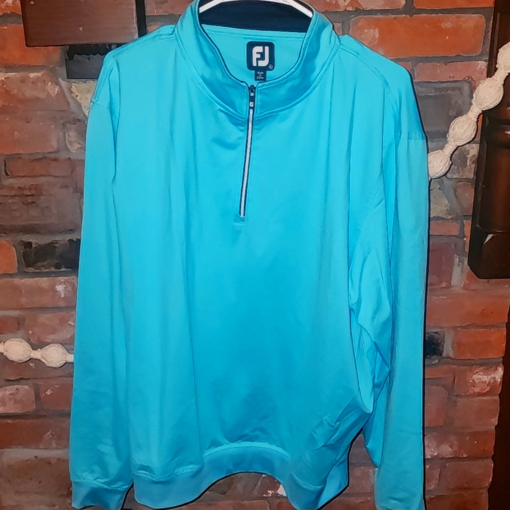 Footjoy mens xl quarter zip pullover turquoise
